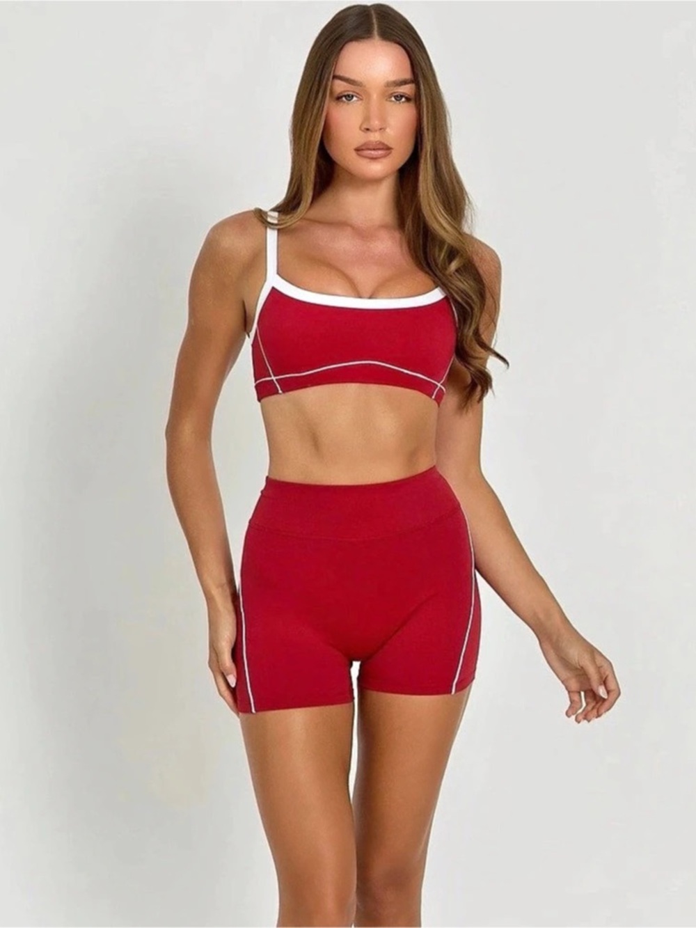 Fern Red & White Workout Set